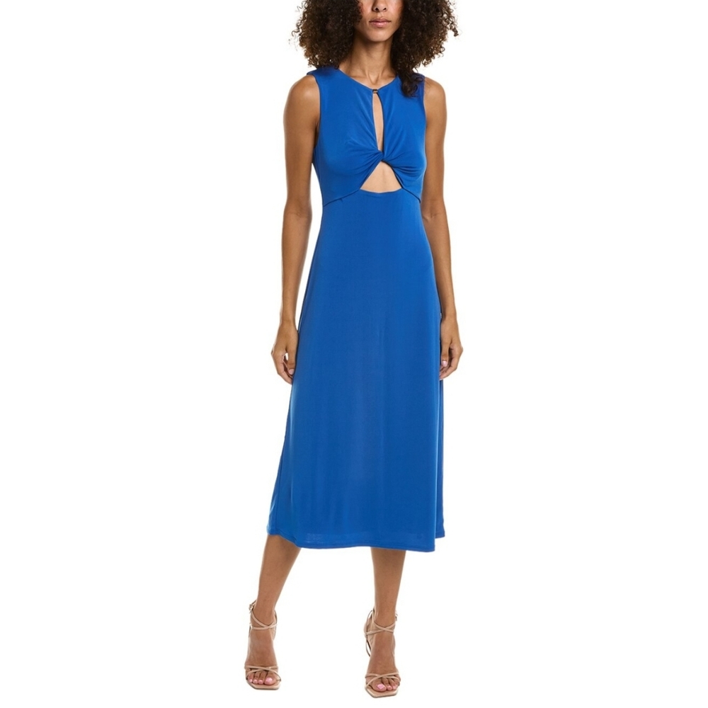 NWT BCBGMaxAZRIA Cutout Midi Dress, Size S, Color Princess Blue.